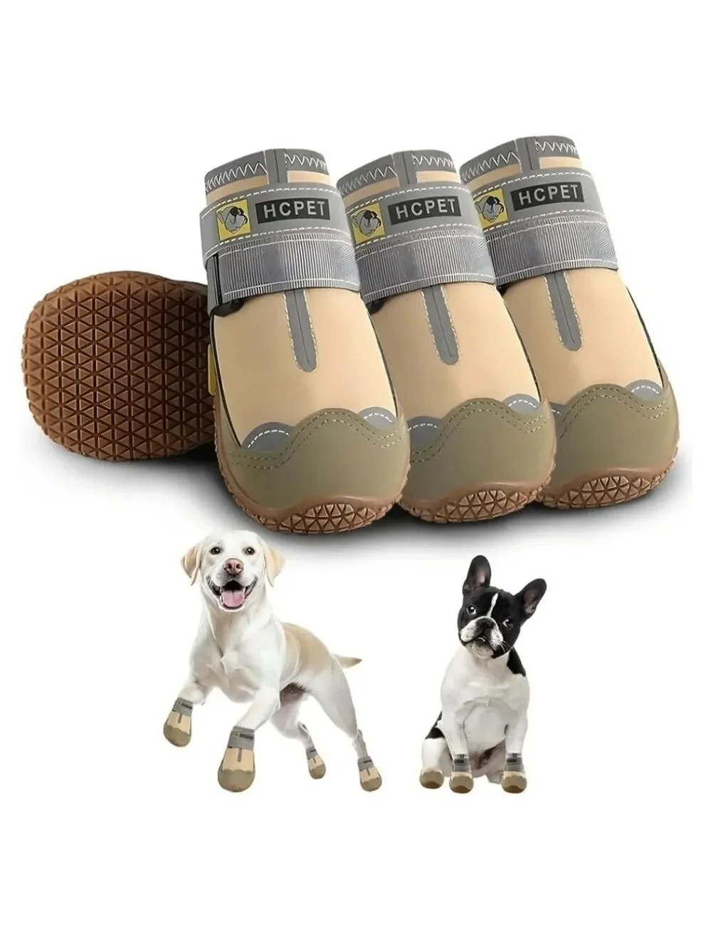 HCPET 4 Piece Dog Boots Waterproof Dog Shoes for Medium Large Dogs Size 3 - New